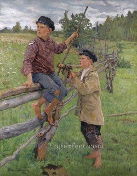 Nikolay Petrovich Bogdanov Belsky Painting - muchachos del campo Nikolay Bogdanov Belsky